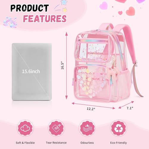 Clear TPU Backpack - Heavy Duty Transparent Bookbag for School & Stadium