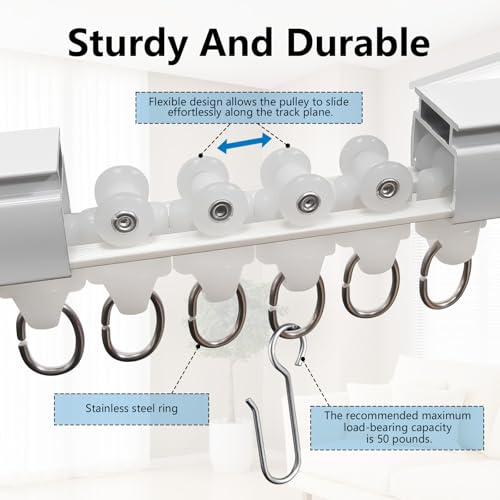 Heavy-Duty Ceiling or Wall Mounted Curtain Track System with Silent Pulleys