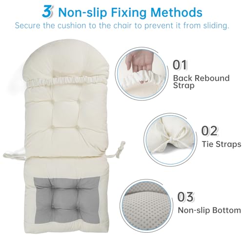 Non-Slip Rocking Chair Cushion 44x19-Inch Soft Chenille Pad
