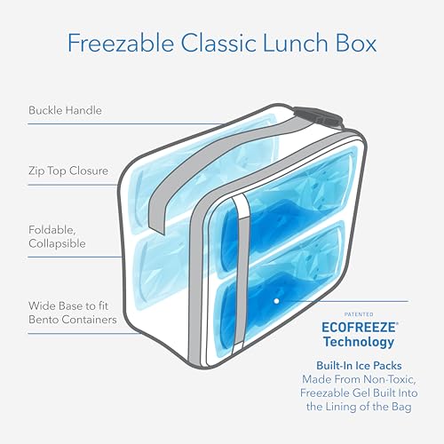 PackIt Freezable Classic Lunch Box - Black with Built-in Ice Packs