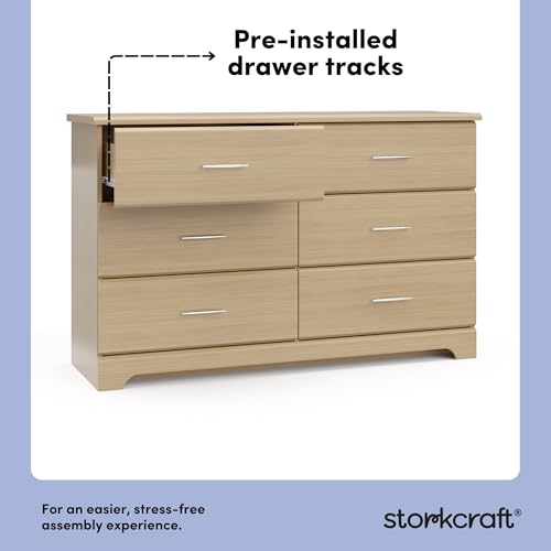 6-Drawer Wood Bedroom Dresser, Modern Nursery Storage Chest with Safety System