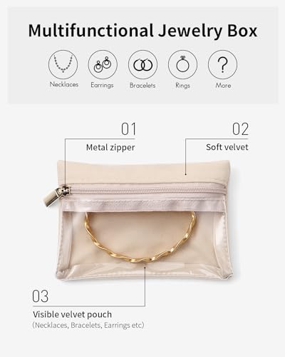 Clear Velvet Travel Jewelry Pouches - 6 Piece Anti-Tarnish Storage Set