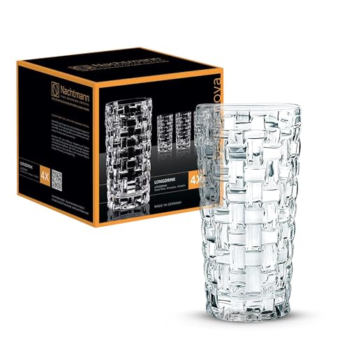 Crystal Highball Glass Set - 14 oz Long Drink Glasses, Set of 4