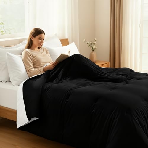 Easthome Queen All-Season Down Alternative Comforter & Duvet Insert - Black