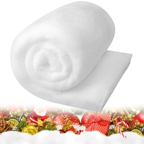 Artificial Christmas Snow Blanket Roll 3x8 ft - Fluffy White Faux Snow Cover