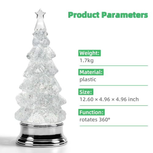 12.6" Lighted Rotating Christmas Tree with Glitter Swirl & Star Topper
