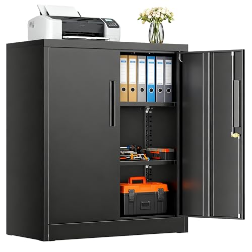 36-Inch Locking Metal Storage Cabinet with Adjustable Shelves for Garage