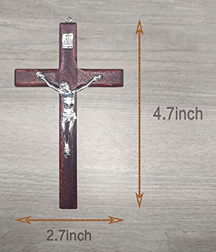 Small Wooden Crucifix Wall Cross 3-Pack, 4.7-Inch Handcrafted Jesus Cross