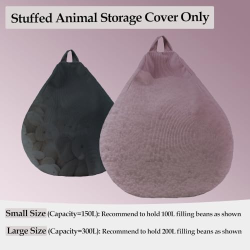 Corduroy Bean Bag Chair Cover for Toy Storage - Dusty Pink