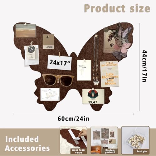 Butterfly Felt Bulletin Board 48x24 Inch - Decorative Pin Board Set