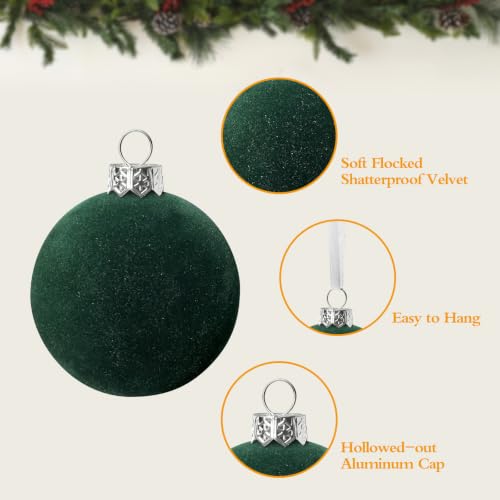 12 Pcs Christmas Tree Decorations Velvet Ornaments (Green)