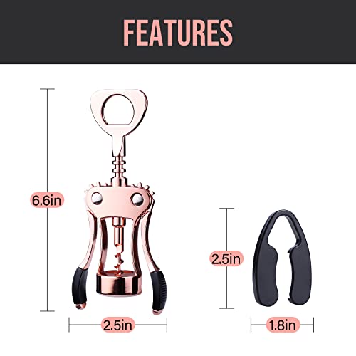 Gold Wing Corkscrew Wine Opener with Foil Cutter - Premium Zinc Alloy Bottle Opening Tool