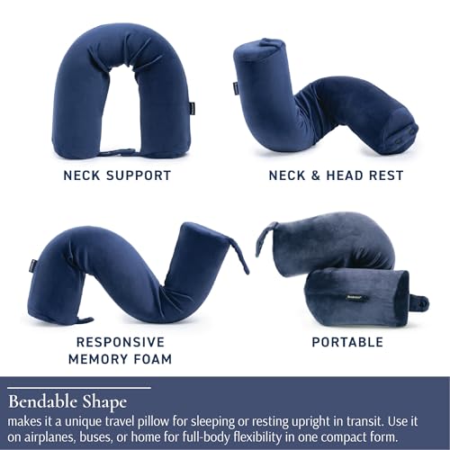 Flexible Memory Foam Travel Pillow - Adjustable Neck & Back Support
