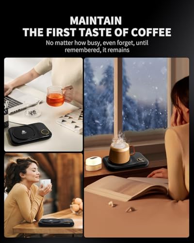 USB Coffee Mug Warmer with 3 Temperature Settings - Portable Drink Warmer for Coffee Tea Cocoa