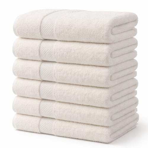 6 Pack Cotton Hair Towels - 20"x38" Quick-Dry Absorbent Towels for Hair