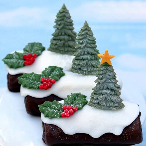 Christmas Tree Silicone Molds 4pc m136 - Pine, Snowflake & Fir Fondant & Chocolate Molds
