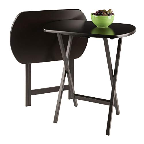 2-Piece Oversized Foldable Snack Table Set - Portable Wood TV Tables