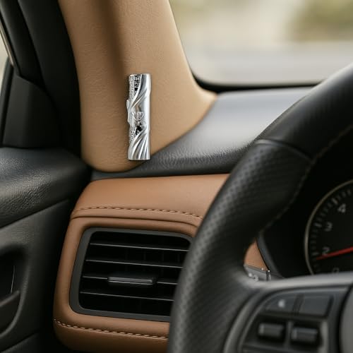 Metal Car Mezuzah with Jerusalem Design and Traveler's Prayer Scroll