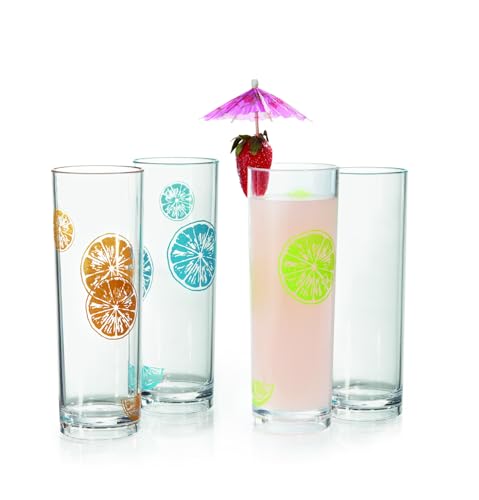 GET Minimalist Clear 14 oz. Shatterproof Tom Collins Glass Set - Pack of 4