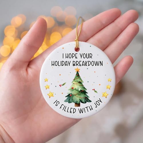 Hc-36 Funny Christmas Tree Ornament 2025 Holiday Breakdown Ceramic Xmas Decoration