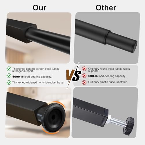 6PCS Adjustable Bed Support Legs, 7.3-11 Inch Heavy Duty Metal Bed Risers