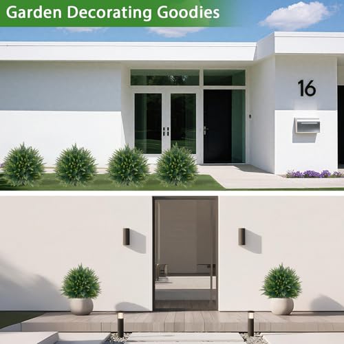 2PCS 23-Inch Artificial Cedar Topiary Ball Shrubs with Ground Stakes