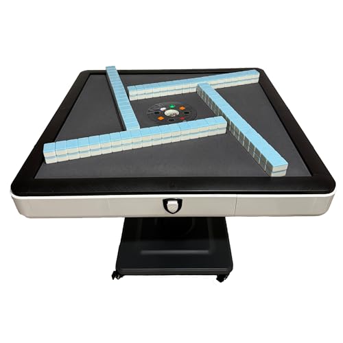 Automatic Folding Mahjong Table with 2 Sets of 46mm Tiles and Glass Cover