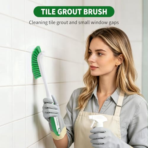 Heavy Duty Scrub Brush Set - 4 Piece Shower & Tile Cleaning Brushes
