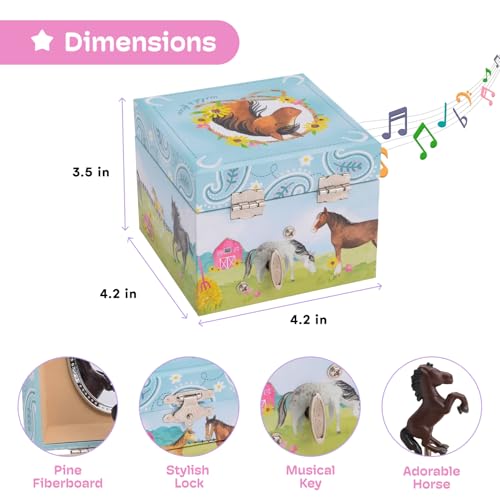 Musical Horse Jewelry Box with Pullout Drawer and Spinning Figurine