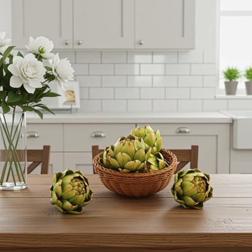 6 Pack Large Artificial Artichokes - Realistic Faux Vegetable Decor