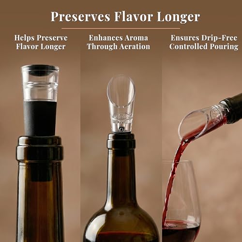 Luxe Bronze Complete Corkscrew Wine Opener Set with 7 Accessories – Effortless Uncorking & Preservation