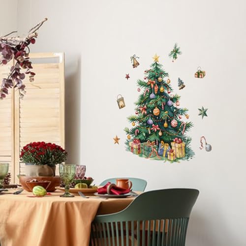 Green Christmas Tree Window Clings - Peel & Stick Holiday Wall Decals