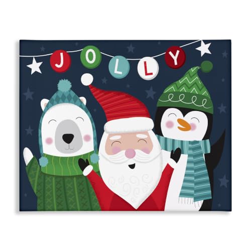 Jolly Christmas Penguin Wall Art – 24 x 30 Canvas by Stupell Industries, 30" L x 24" W