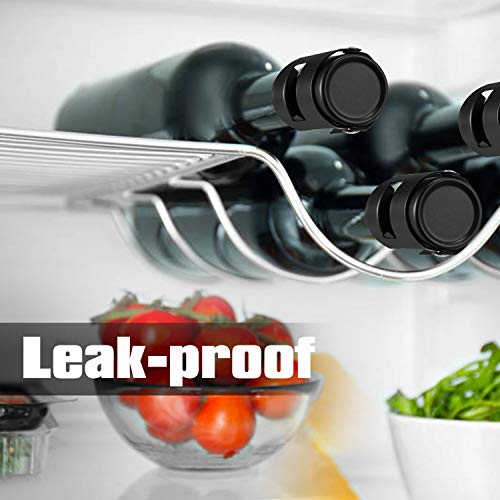 Stainless Steel Champagne Stoppers (2-Pack) - Airtight Wine Preserver, Black