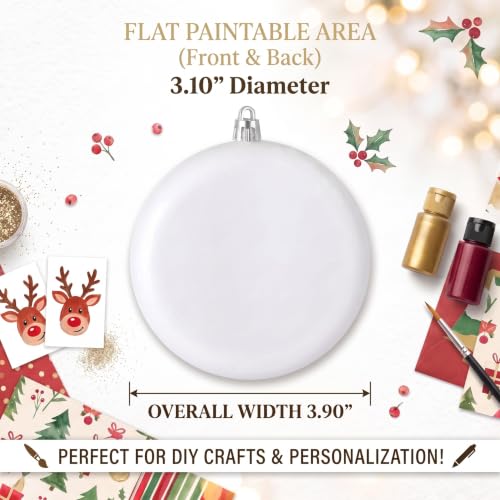 DIY Paintable Blank Christmas Ornaments Kit - 12 Flat Discs & Stencils