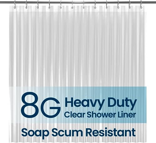 LiBa PEVA 8G Clear Shower Curtain Liner 72x72 Waterproof