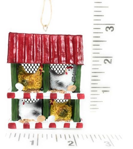 Kurt Adler Chicken Coop Ornament with Chickens and Eggs - Holiday Decor