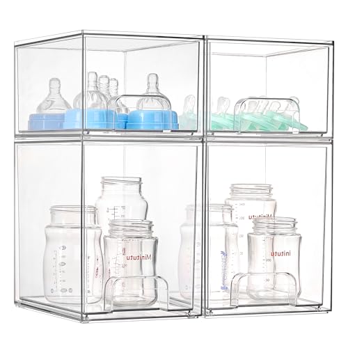 Vtopmart Stackable Storage Drawers Set of 4 - Small & Tall Baby Bottle Organizer