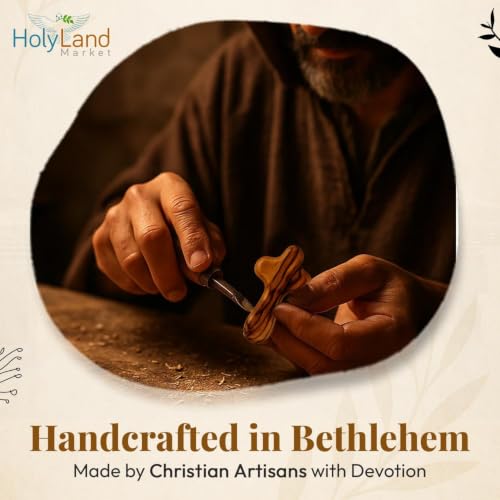 Handcrafted Olive Wood Pocket Cross - 2.5 Inch Comfort Prayer Cross