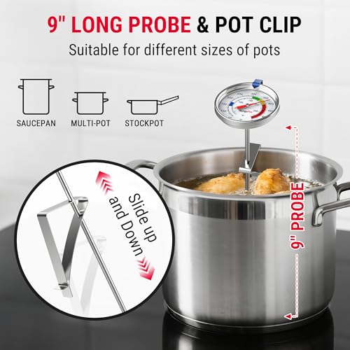 Candy and Deep Fryer Thermometer with 9-Inch Probe and Pot Clip