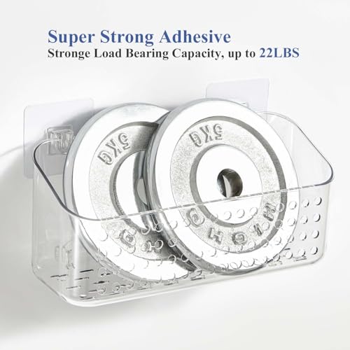 Clear Bath Toy Storage Organizer 2 Pack - No-Drill Adhesive Shower Caddy