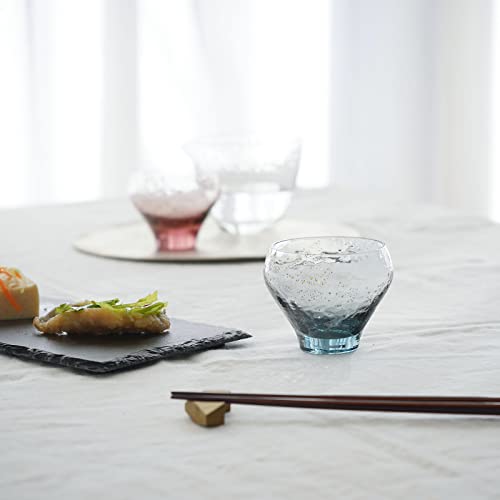 Japanese Glass Sake Cup 4.5oz Iron Navy Handmade Gift Box - Toyo Sasaki 10365LBS