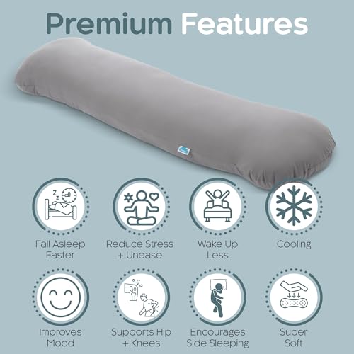 Weighted Body Pillow 6.5lbs - Cooling Tencel Cover, 41" x 10"