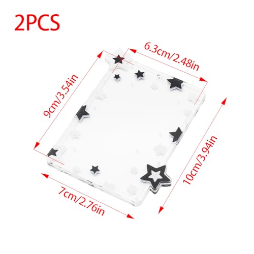 2pcs Acrylic Star Photocard Holder Keychain, Protective Card Case with Chain