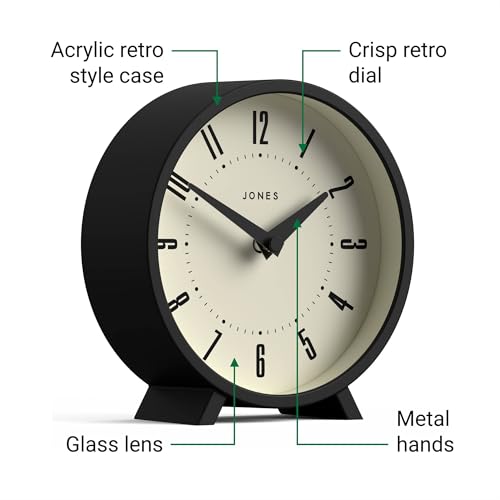 Modern Round Desk Clock, Retro Style Mantel Clock with Quartz Movement