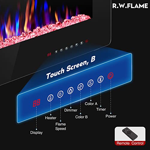 60-Inch Recessed and Wall Mounted Electric Fireplace with Remote