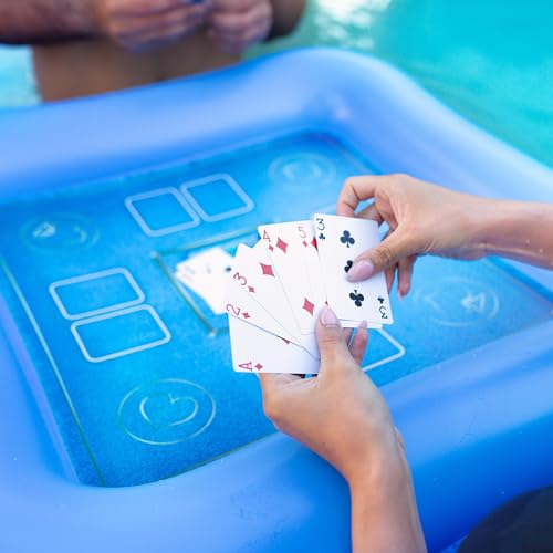 28-Inch Inflatable Floating Pool Game Table with Waterproof Playing Cards
