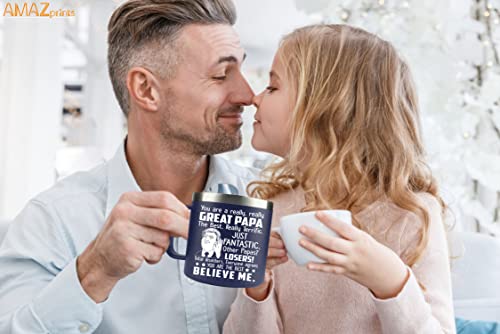 Great Papa Insulated Stainless Steel Mug 14oz Navy - Fathers Day Gift from Kids