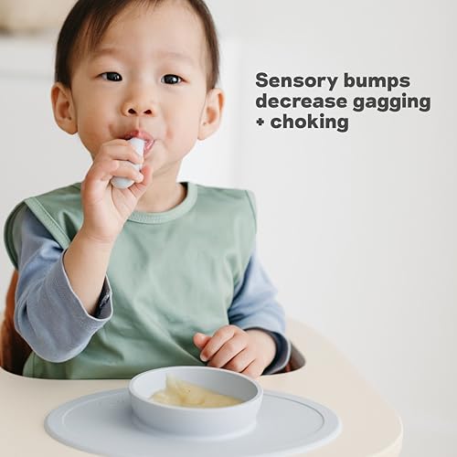 Silicone Baby Feeding Spoon Set for Self-Feeding and Weaning (2 Pack, Sage)