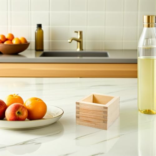 Japanese Wooden Sake Cup Holder Square 3.14in for Sushi Tea Home Decor Gift